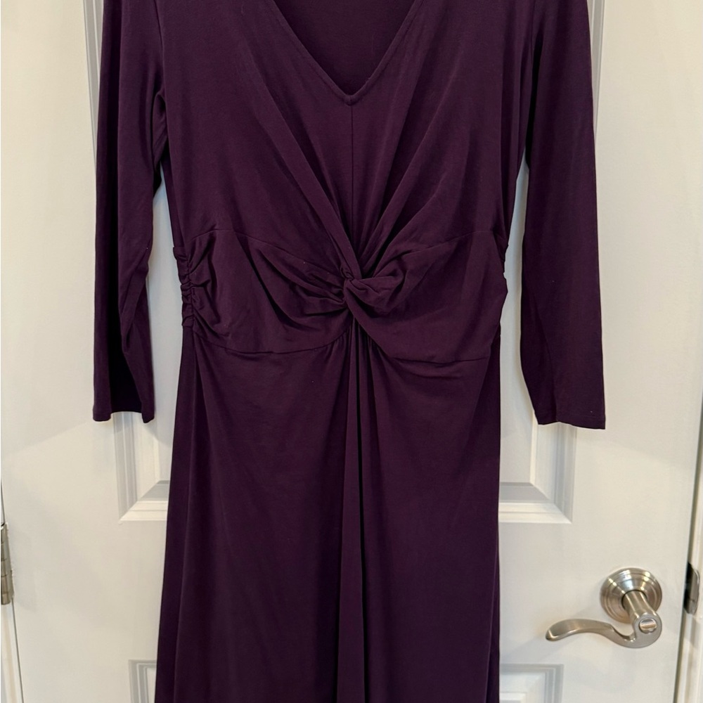 Lands' End Deep Purple Long Sleeve Dress